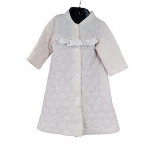 Kandlesticks Vintage Quilted Pink Robe House Coat Pink Stripes with Ruffle